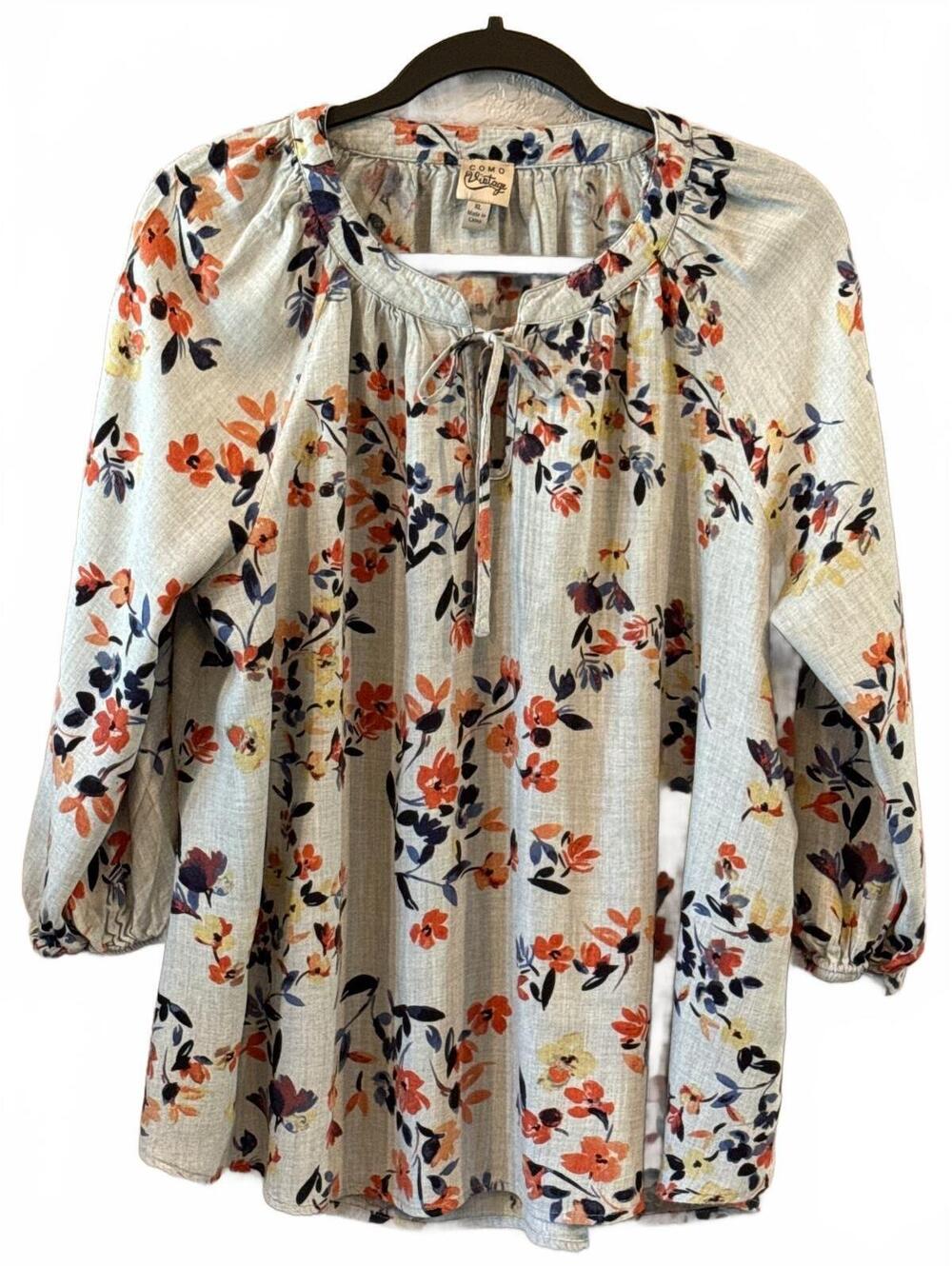 Como Vintage XL Floral Long Sleeve Peasant Blouse